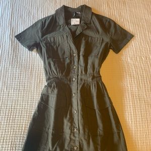H&M “divided” button down linen shirt dress